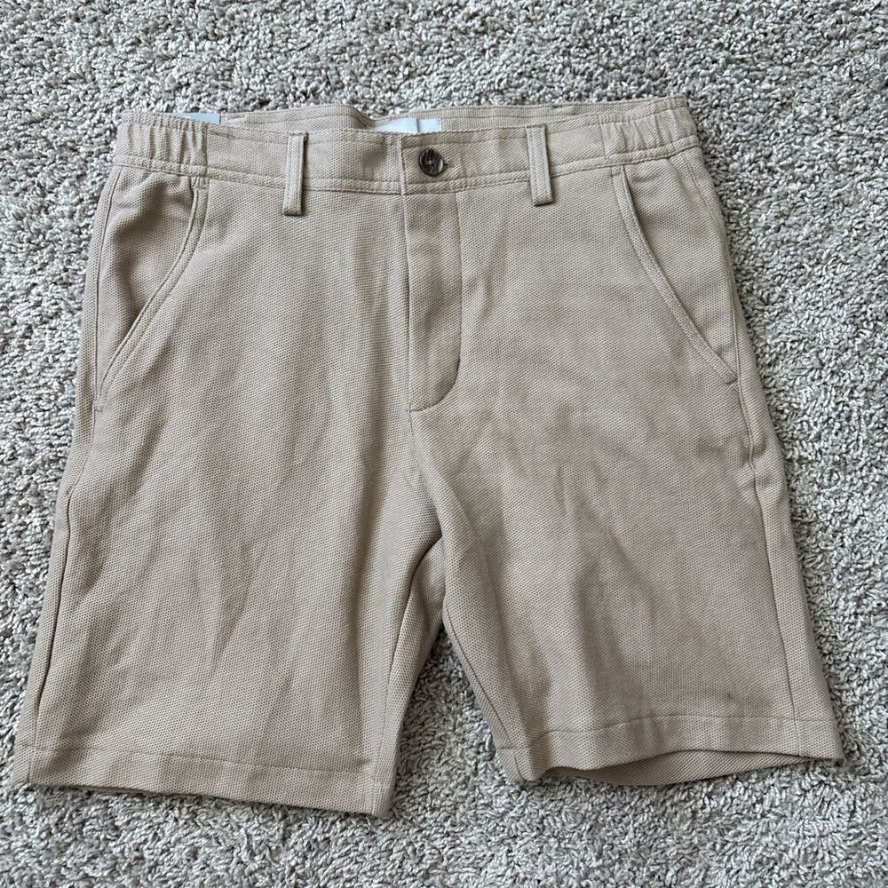 Hickey Freeman Men's Classic Fit Stretch Dark Khaki Tan Shorts Size 30 NWT